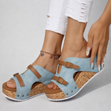 Sandales plateforme d'été Olyndra London Darcy, chaussures élégantes en cuir avec semelle épaisse et design tendance.
