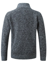 Veste Bromley de Olyndra London en tissu bleu avec col montant et boutons, vue de face sur fond blanc.