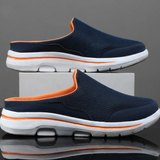 Chaussures slip-on BROOKVALE MULES Sneakers Olyndra London en cuir avec semelle blanche, vue de profil.
