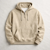 Sweat à capuche premium Torren de la marque Olyndra London, tissu doux, coupe moderne, couleur gris clair.
