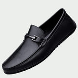 Mocassin en cuir véritable Albert de Olyndra London, chaussure élégante en cuir brun avec semelle en caoutchouc