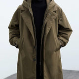 Manteau Kensington Olyndra London en tissu épais, coupe élégante, couleur camel, détails sophistiqués, porté sur mannequin.