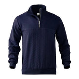 Sweat à col quarter zip Olyndra London Camden en molleton premium, gris avec logo brodé sur la poitrine.