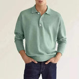 Pull en laine CORVIN POLO de Olyndra London, couleur neutre, détail côtelé au col et aux manches, style classique et élégant.