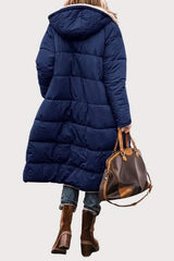 Manteau double face NOA de Olyndra London, vue de face, en tissu chaud et élégant avec doublure contrastée.